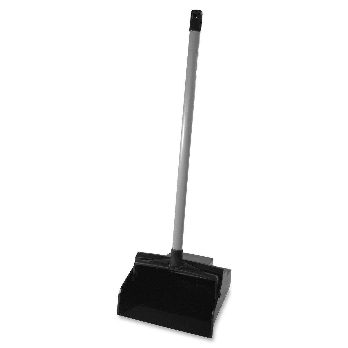 LobbyMaster Plastic Dust Pan, 12w x 37h, Plastic, Black Pan/White Handle