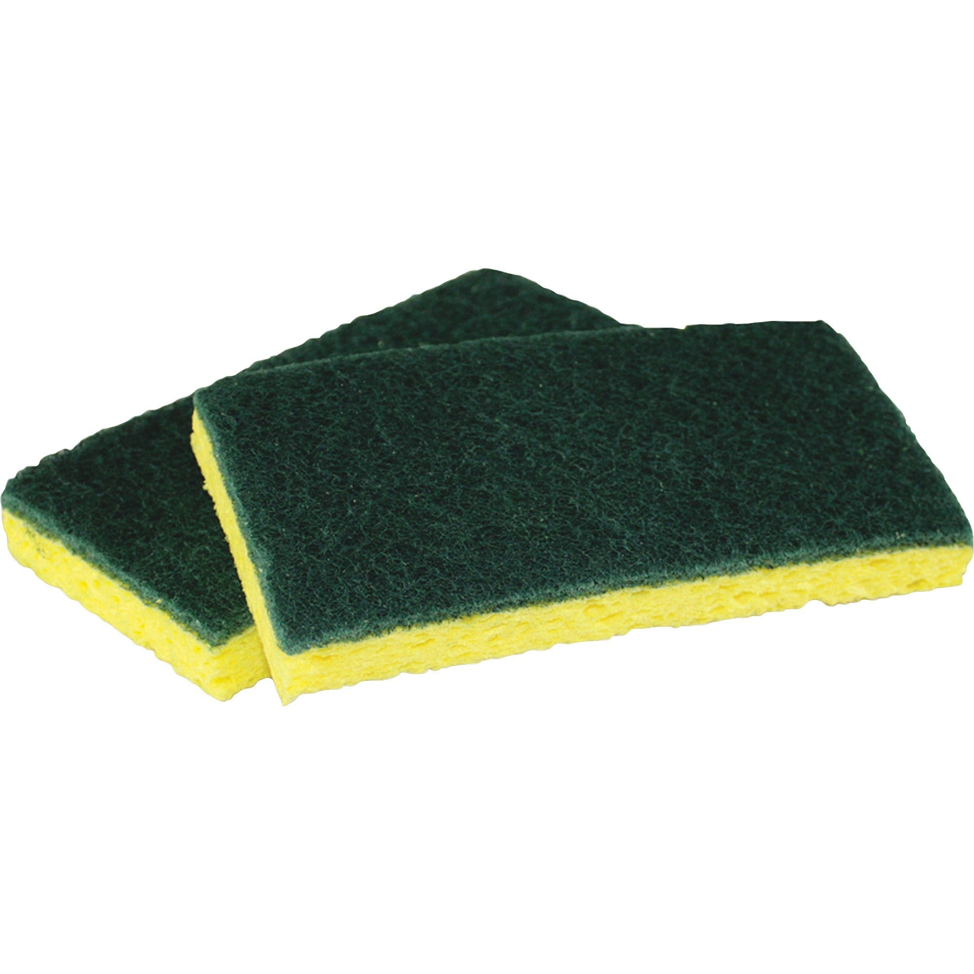 Impact Cellulose Scrubber Sponge - 0.9" Height x 3.2" Width x 6.3" Length - 5/Pack - Cellulose - Yellow, Green - 
