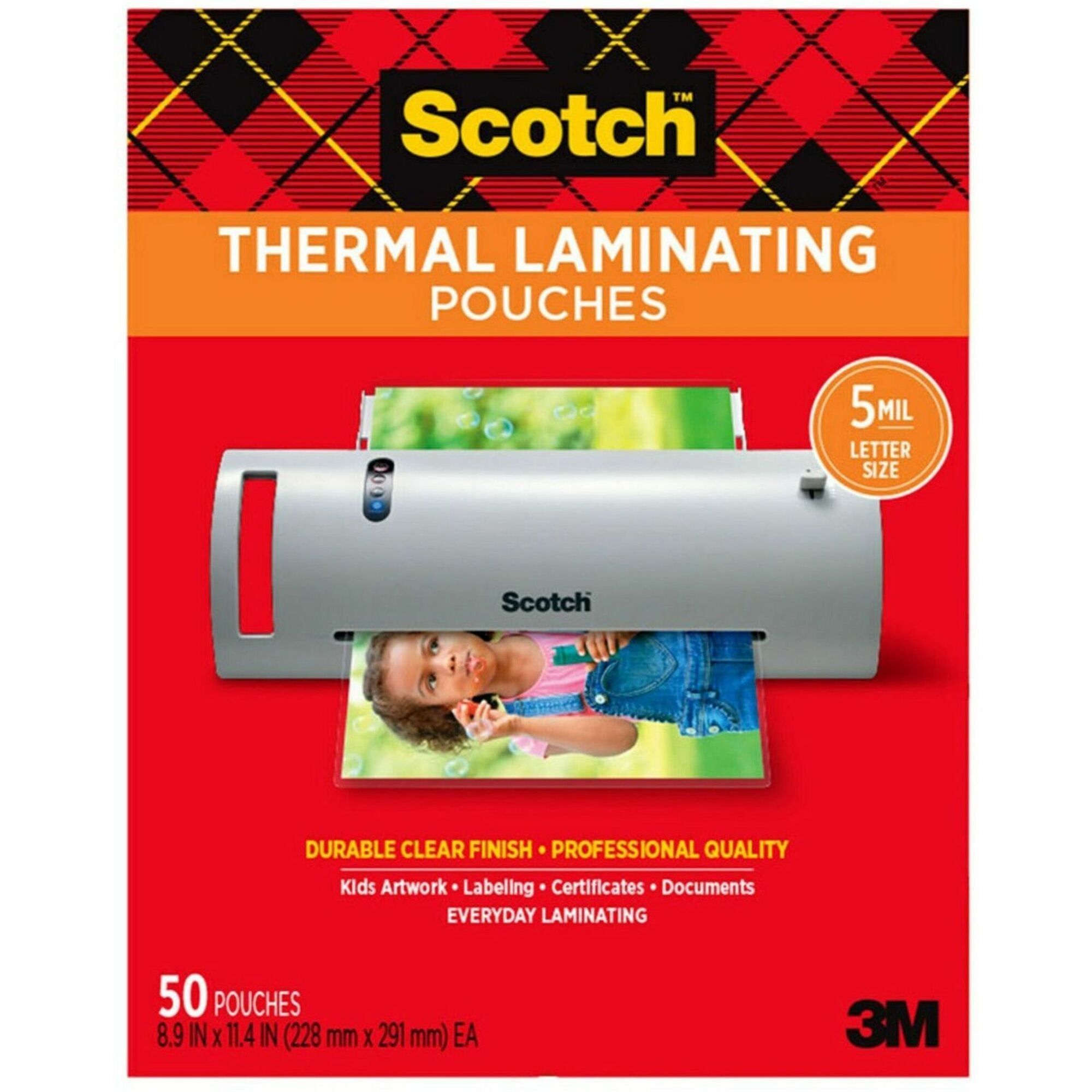 Laminating Pouches, 5 mil, 9" x 11.5", Gloss Clear, 50/Pack