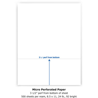 PrintWorks Professional Pre-Perforated Paper for Invoices, Statements, Gift Certificates & More - 92 Brightness - Letter - 8 1/2" x 11" - 24 lb Basis Weight - Smooth - 500 / Ream - Perforated - White - 