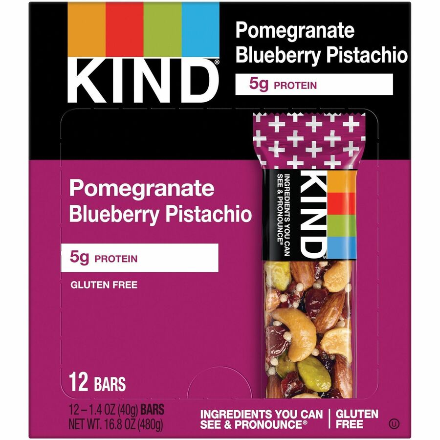 Plus Nutrition Boost Bar, Pom. Blueberry Pistachio/Antioxidants, 1.4 oz, 12/Box