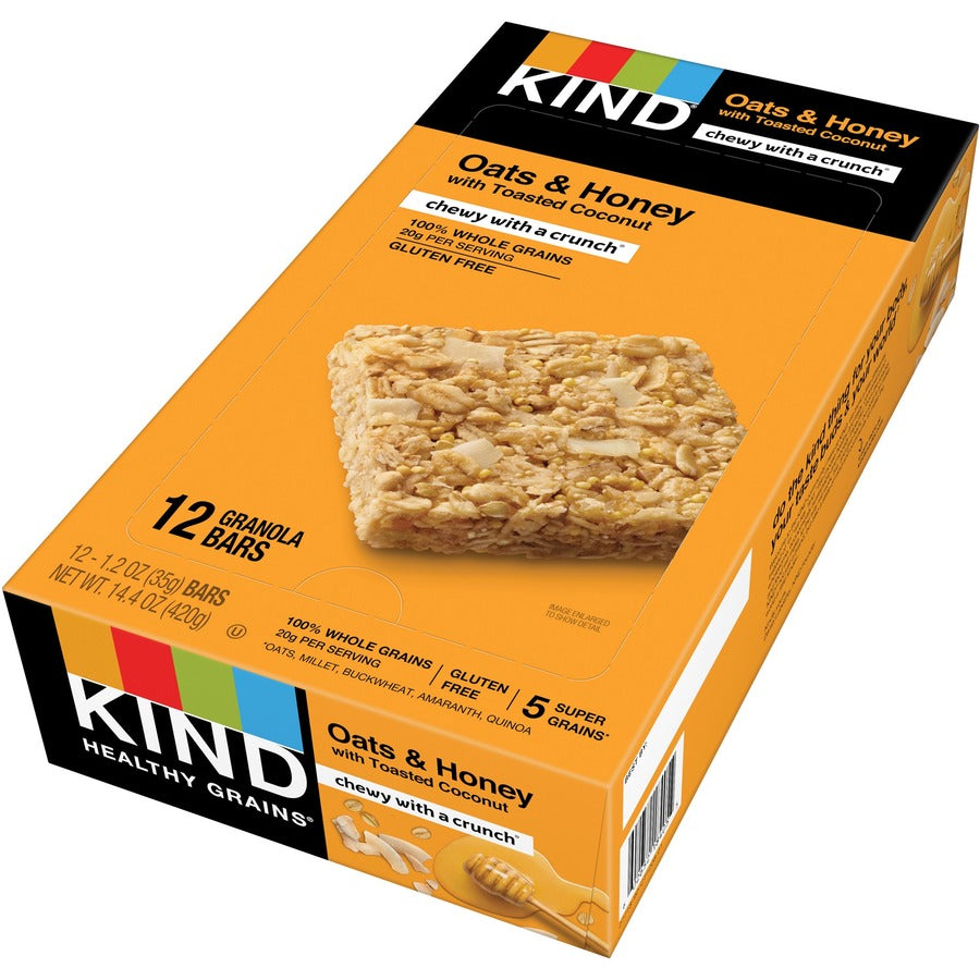 Healthy Grains Bar, Oats and Honey with Toasted Coconut, 1.2 oz, 12/Box