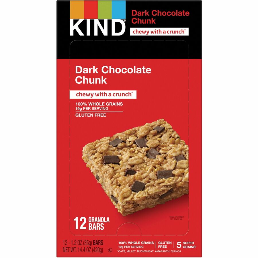 Healthy Grains Bar, Dark Chocolate Chunk, 1.2 oz, 12/Box