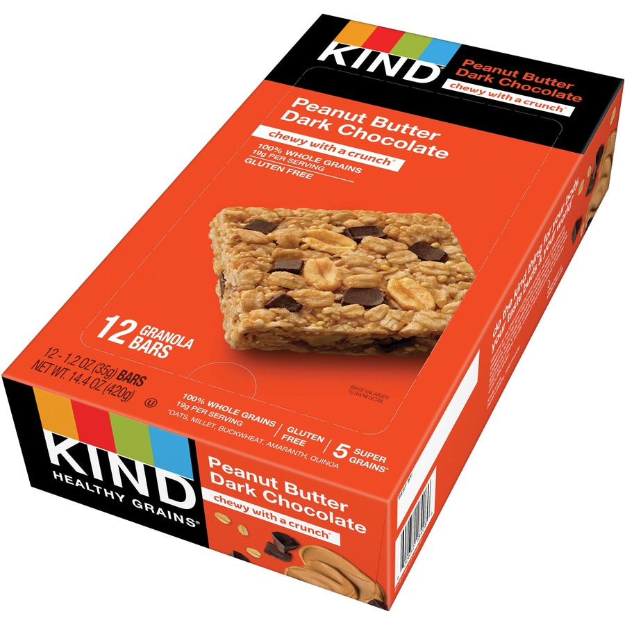 Healthy Grains Bar, Peanut Butter Dark Chocolate, 1.2 oz, 12/Box