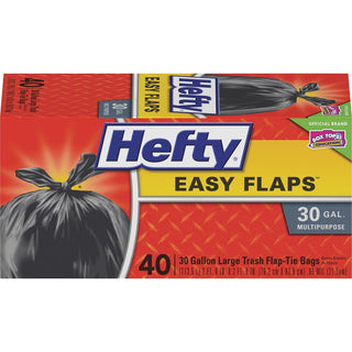 Easy Flaps Trash Bags, 30 gal, 1.05 mil, 30" x 33", Black, 40/Box