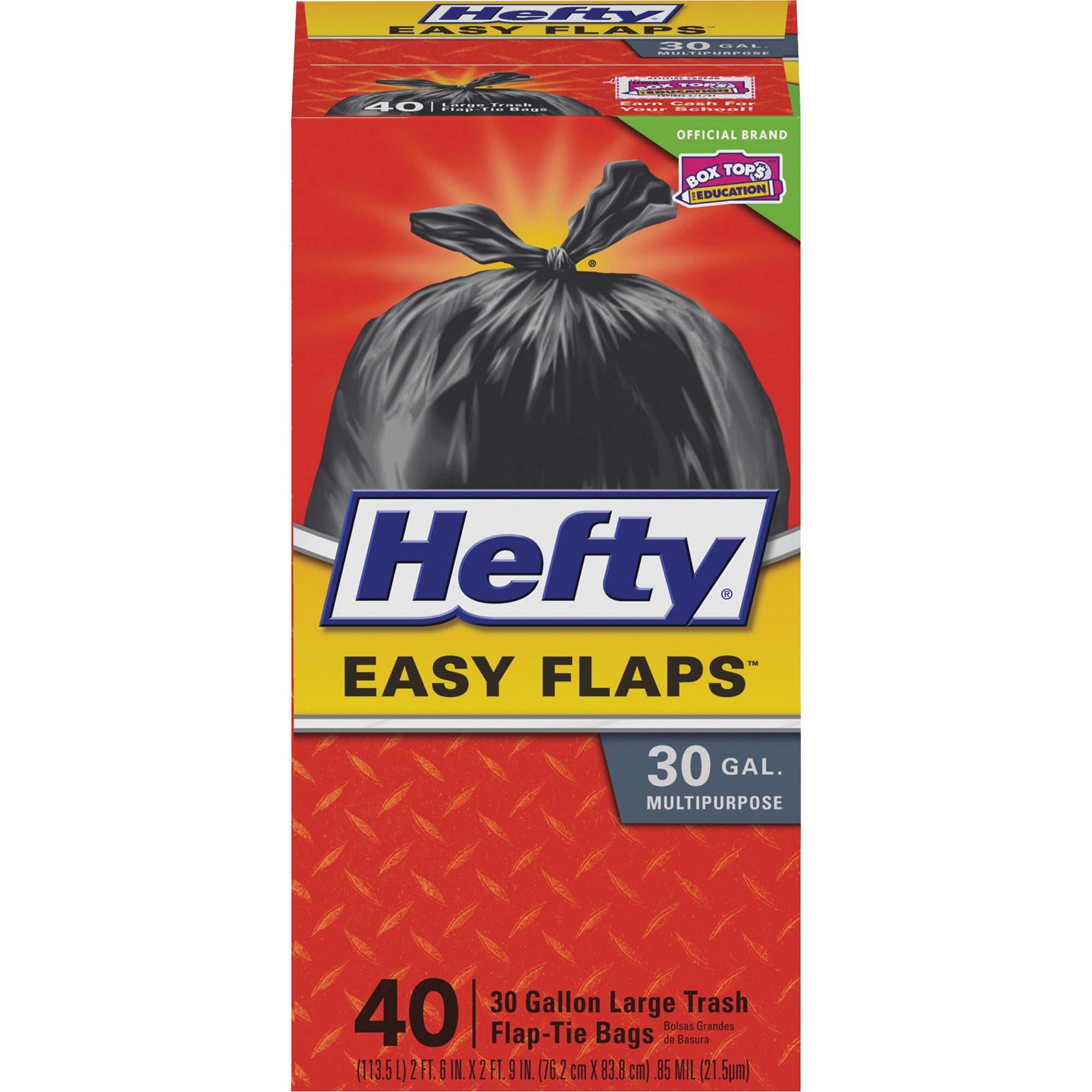 Easy Flaps Trash Bags, 30 gal, 1.05 mil, 30" x 33", Black, 40/Box