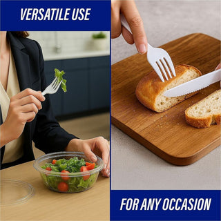 Genuine Joe Heavyweight White Plastic Forks - 100 / Box - 40/Carton - Disposable - White