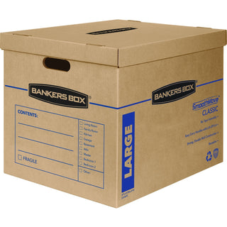 SmoothMove Classic Moving/Storage Boxes, Half Slotted Container (HSC), Large, 17" x 21" x 17", Brown/Blue, 5/Carton