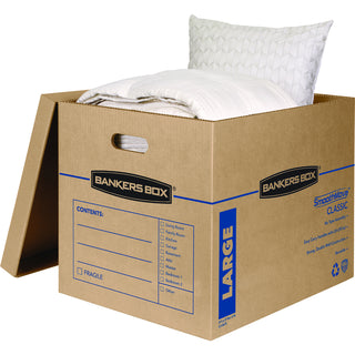 SmoothMove Classic Moving/Storage Boxes, Half Slotted Container (HSC), Large, 17" x 21" x 17", Brown/Blue, 5/Carton