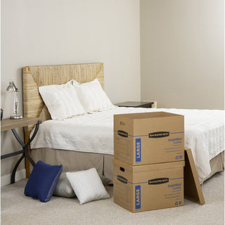 SmoothMove Classic Moving/Storage Boxes, Half Slotted Container (HSC), Large, 17" x 21" x 17", Brown/Blue, 5/Carton