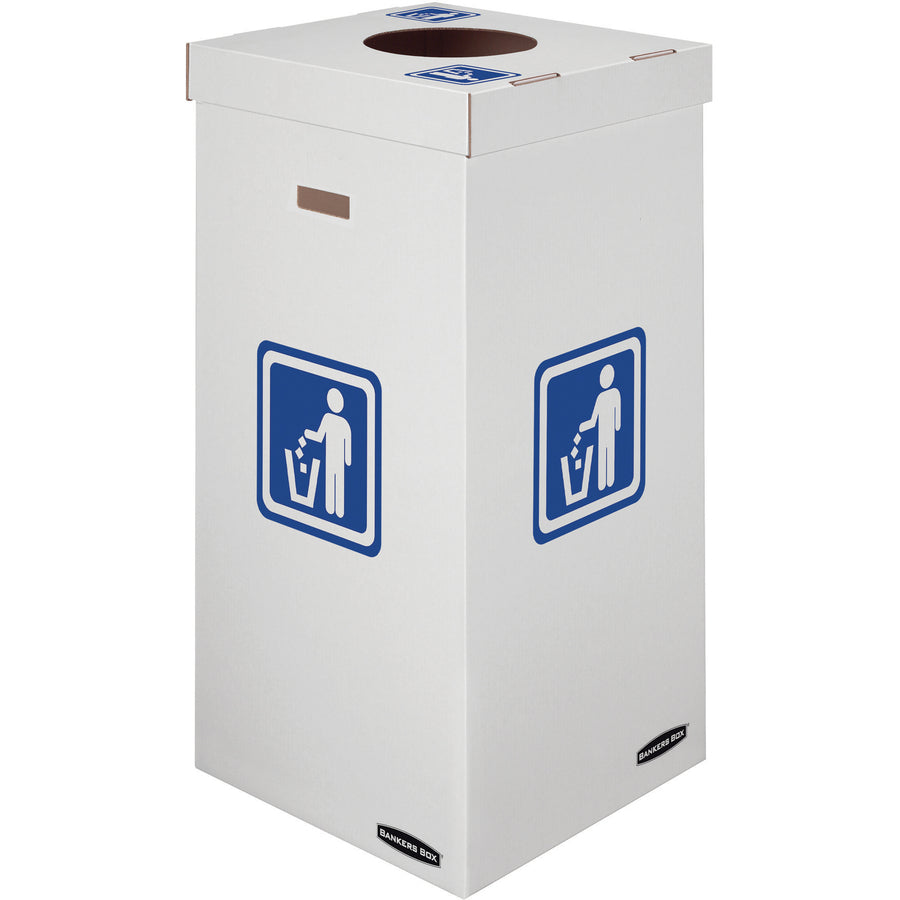 Bankers Box Waste & Recycling Bins - Internal Dimensions: 18" Width x 18" Depth x 36" Height - External Dimensions: 18.4" Width x 18.4" Depth x 36.4" Height - 50 gal - Corrugated Paper - White, Green - Recycled - 10 / Pack