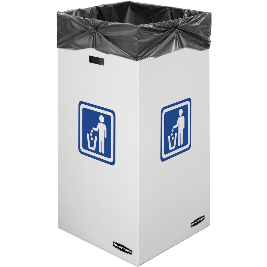 Bankers Box Waste & Recycling Bins - Internal Dimensions: 18" Width x 18" Depth x 36" Height - External Dimensions: 18.4" Width x 18.4" Depth x 36.4" Height - 50 gal - Corrugated Paper - White, Green - Recycled - 10 / Pack