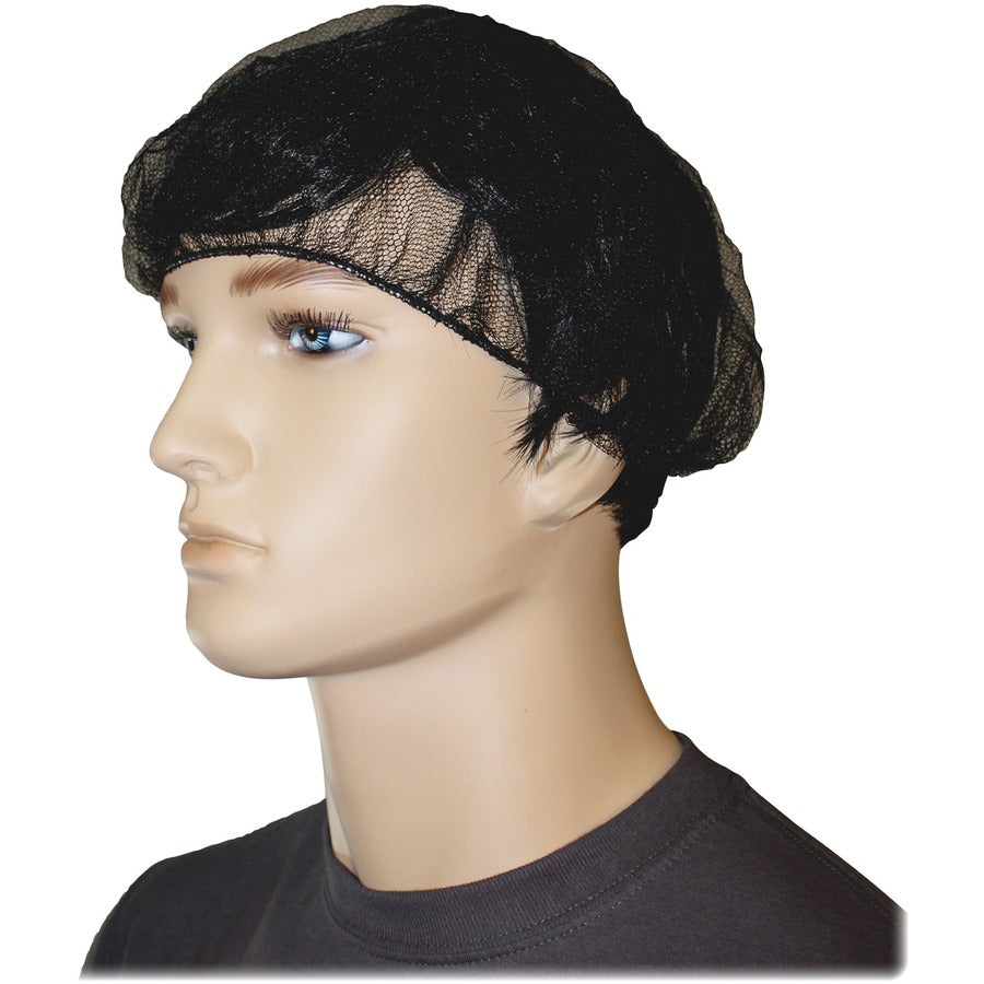 Genuine Joe Black Nylon Hair Net - Recommended for: Food Handling, Food Processing - Large Size - 21" Stretched Diameter - Contaminant Protection - Nylon - Black - Comfortable, Lightweight, Durable, Tear Resistant - 100 / Pack