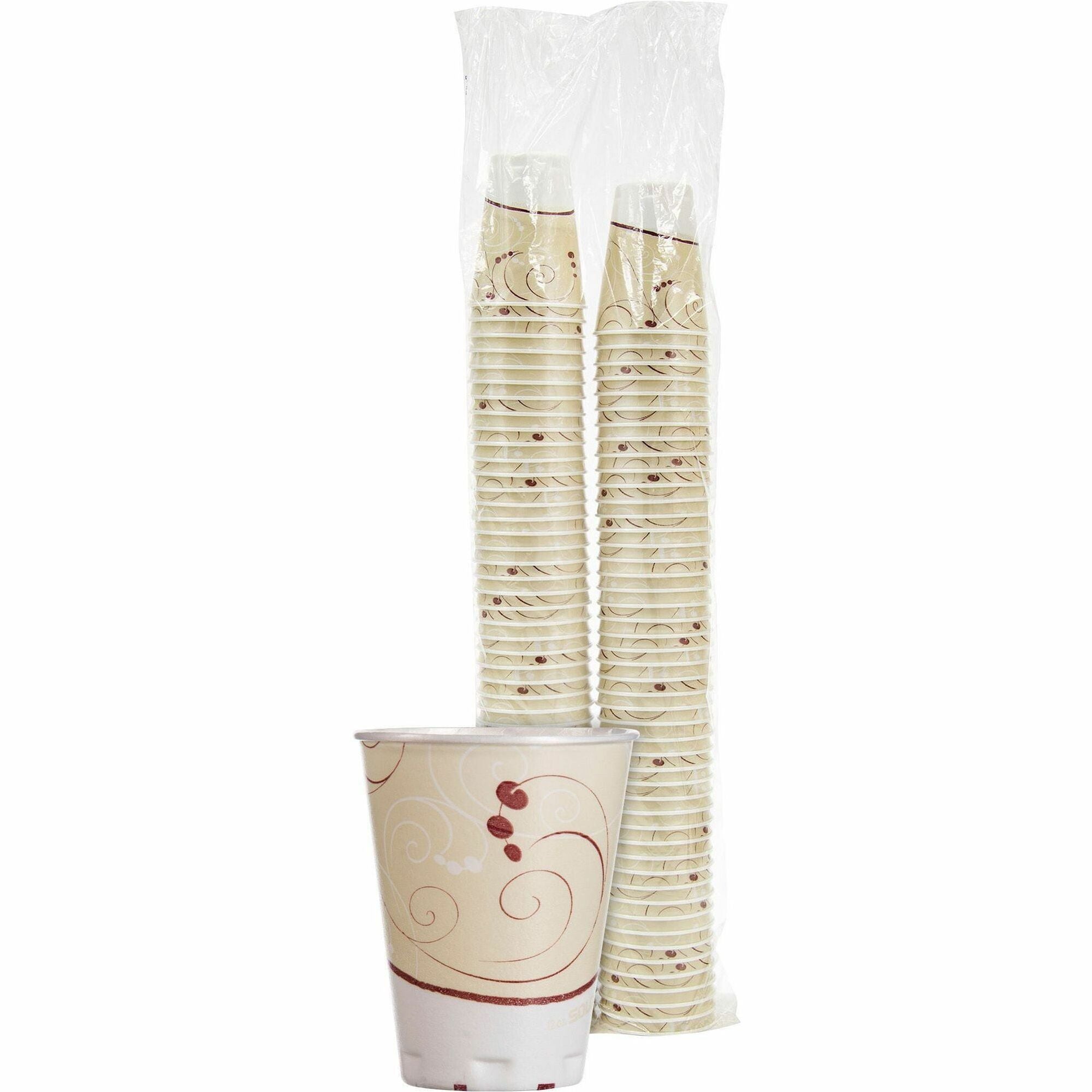 Trophy Plus Dual Temperature Insulated Cups in Symphony Design, 12 oz, Beige, 100/Pack