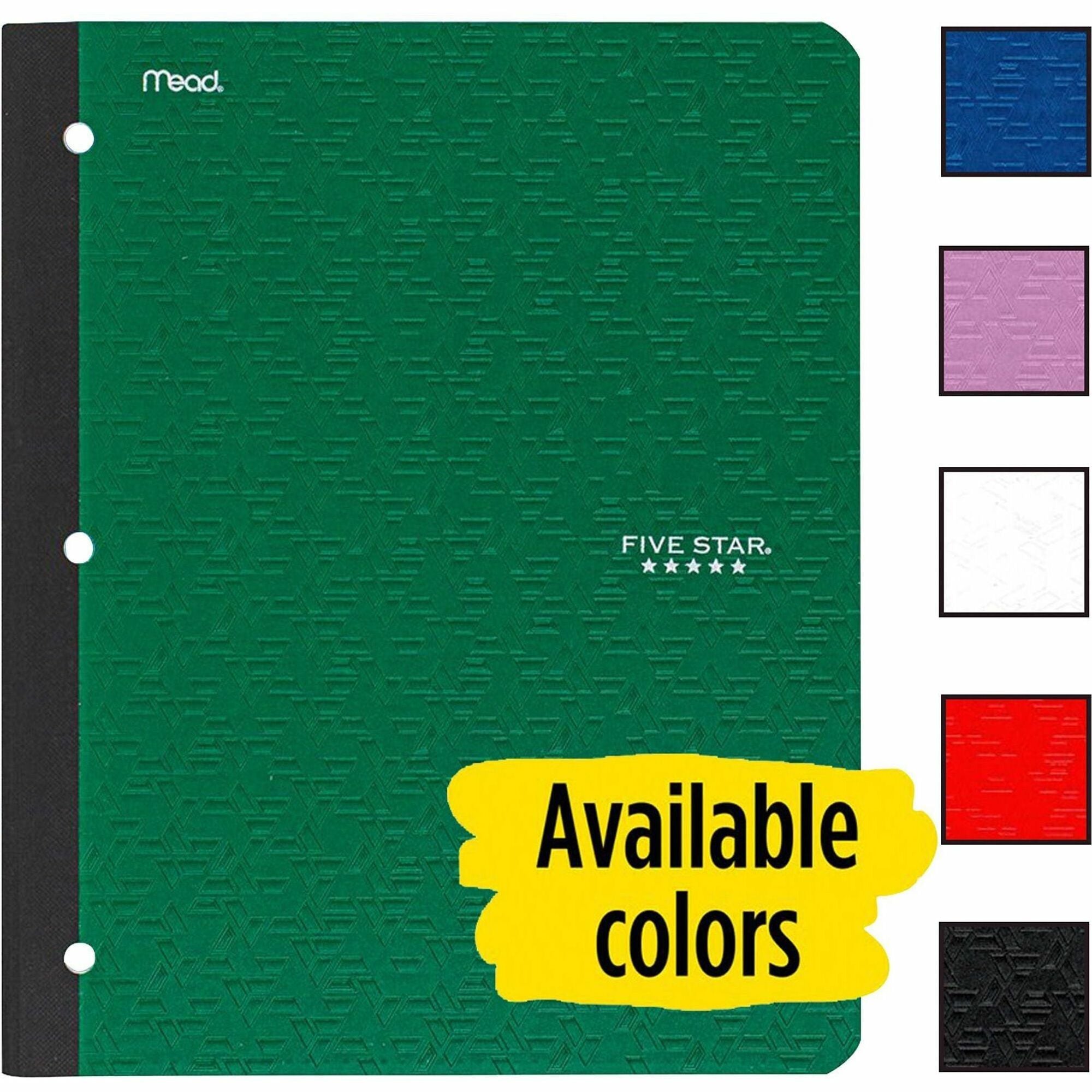 five-star-11-1-subject-wireless-notebook-80-sheets-sewn-college-ruled-3-holes-9-1-8-x-11-blackplastic-cover-pocket-perforated-bleed-resistant-easy-tear-durable-cover-1-each_mea09294 - 1