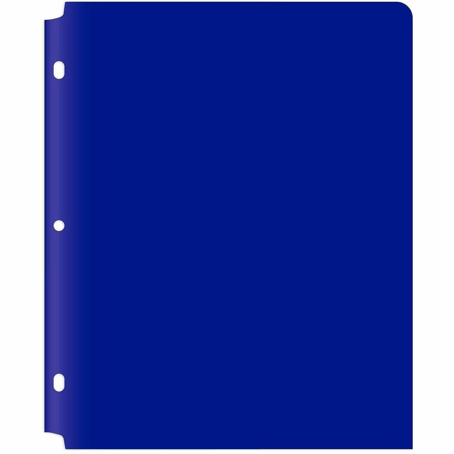 Two-Pocket Heavyweight Poly Portfolio Folder, 3-Hole Punch, 11 x 8.5, Blue, 25/Box