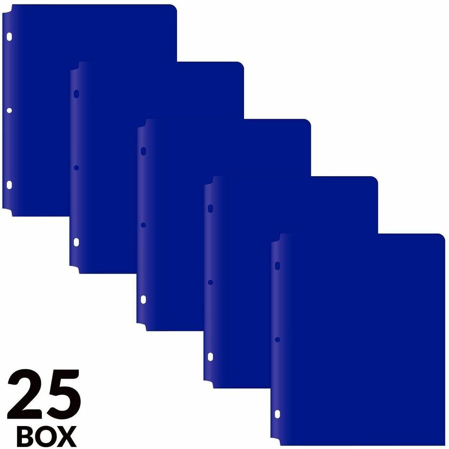 Two-Pocket Heavyweight Poly Portfolio Folder, 3-Hole Punch, 11 x 8.5, Blue, 25/Box