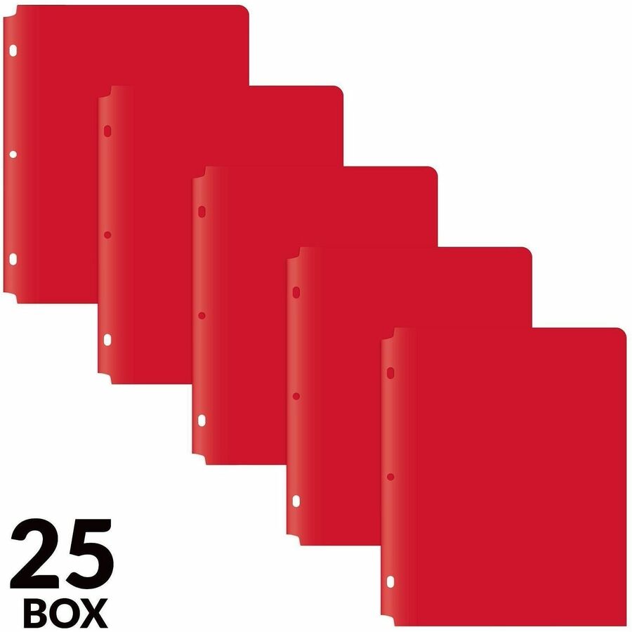 Two-Pocket Heavyweight Poly Portfolio Folder, 3-Hole Punch, 11 x 8.5, Red, 25/Box