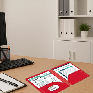 Two-Pocket Heavyweight Poly Portfolio Folder, 3-Hole Punch, 11 x 8.5, Red, 25/Box