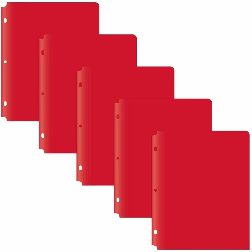 Two-Pocket Heavyweight Poly Portfolio Folder, 3-Hole Punch, 11 x 8.5, Red, 25/Box