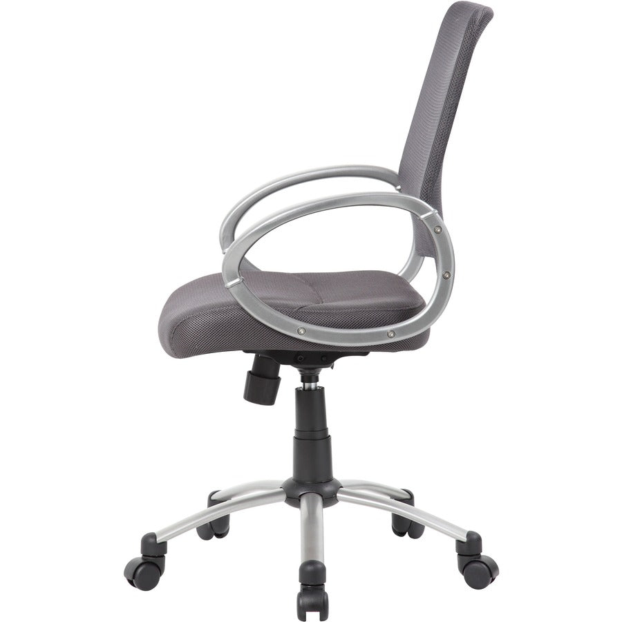 Boss Mesh Back Chair - Charcoal Gray Mesh Seat - Chrome, Black Pewter Frame - 5-star Base - Charcoal Gray - 1 Each