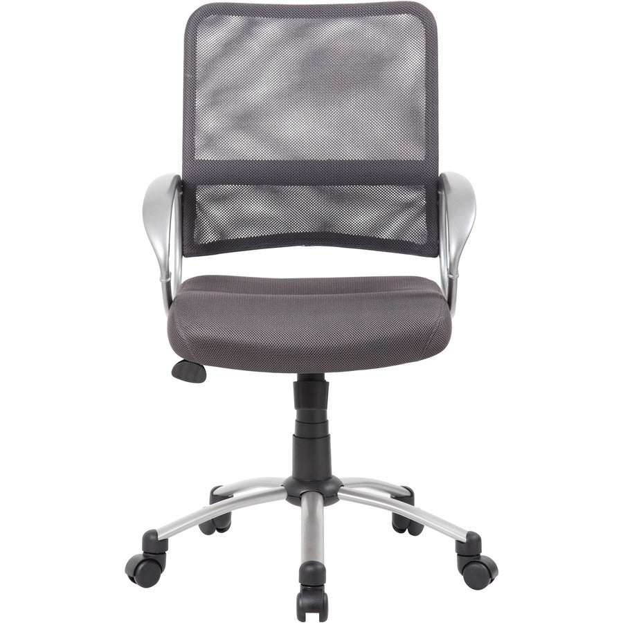 Boss Mesh Back Chair - Charcoal Gray Mesh Seat - Chrome, Black Pewter Frame - 5-star Base - Charcoal Gray - 1 Each