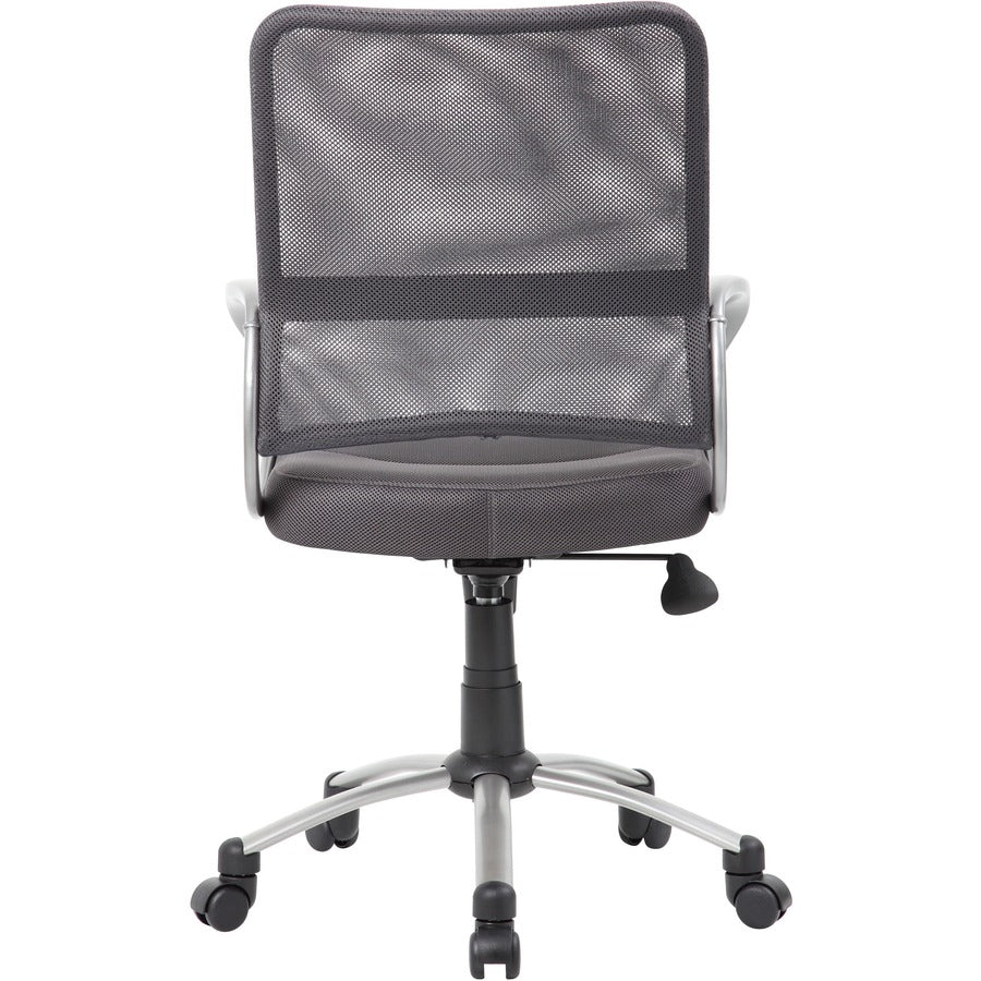 Boss Mesh Back Chair - Charcoal Gray Mesh Seat - Chrome, Black Pewter Frame - 5-star Base - Charcoal Gray - 1 Each