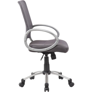 Boss Mesh Back Chair - Charcoal Gray Mesh Seat - Chrome, Black Pewter Frame - 5-star Base - Charcoal Gray - 1 Each