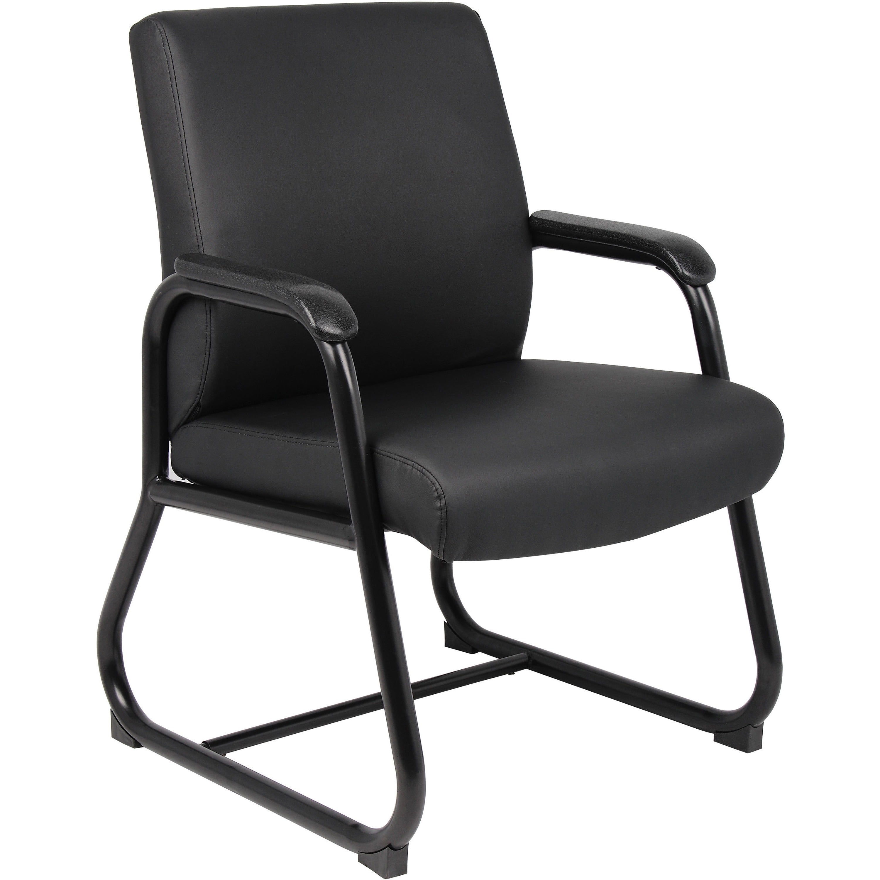 boss-heavy-duty-guest-chair-black-vinyl-seat-black-metal-frame-sled-base-black-1-each_bopb709 - 1