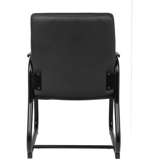 Boss Heavy Duty Guest Chair - Black Vinyl Seat - Black Metal Frame - Sled Base - Black - 1 Each