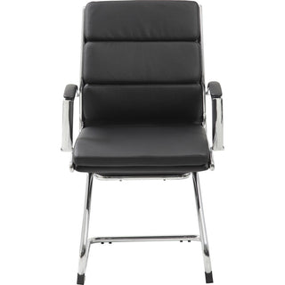 Boss Contemporary Executive Guest Chair In Caressoft Plus - Black Vinyl Seat - Cantilever Base - Black - 1 Each