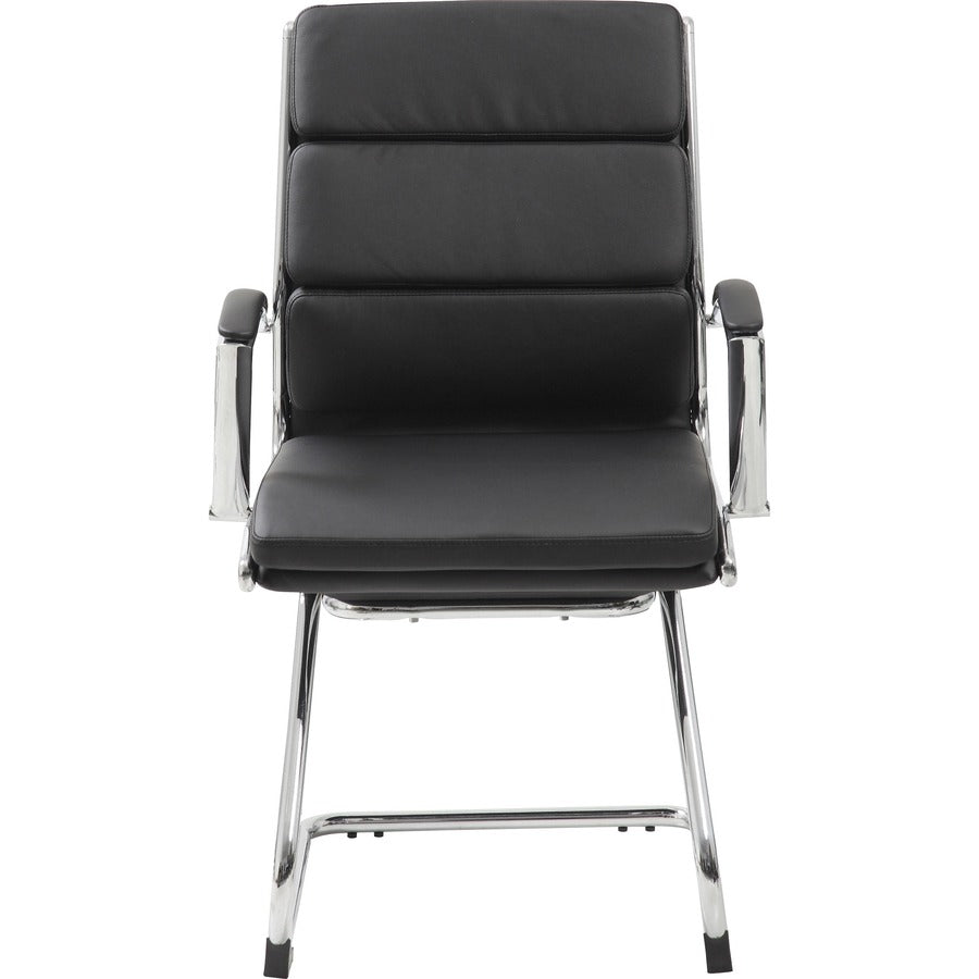 Boss Contemporary Executive Guest Chair In Caressoft Plus - Black Vinyl Seat - Cantilever Base - Black - 1 Each