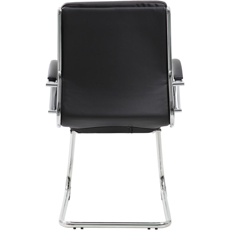 Boss Contemporary Executive Guest Chair In Caressoft Plus - Black Vinyl Seat - Cantilever Base - Black - 1 Each