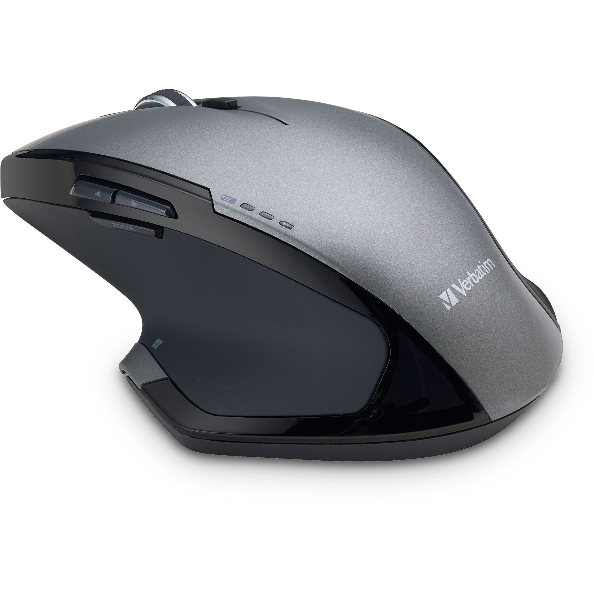 Verbatim Wireless Desktop 8-Button Deluxe Mouse - Blue LED - Wireless - Radio Frequency - Graphite - 1 Pack - USB - 1600 dpi - Scroll Wheel - 8 Button(s) - 
