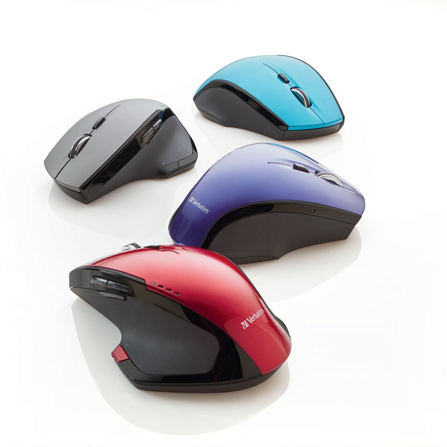 Verbatim Wireless Desktop 8-Button Deluxe Mouse - Blue LED - Wireless - Radio Frequency - Graphite - 1 Pack - USB - 1600 dpi - Scroll Wheel - 8 Button(s) - 