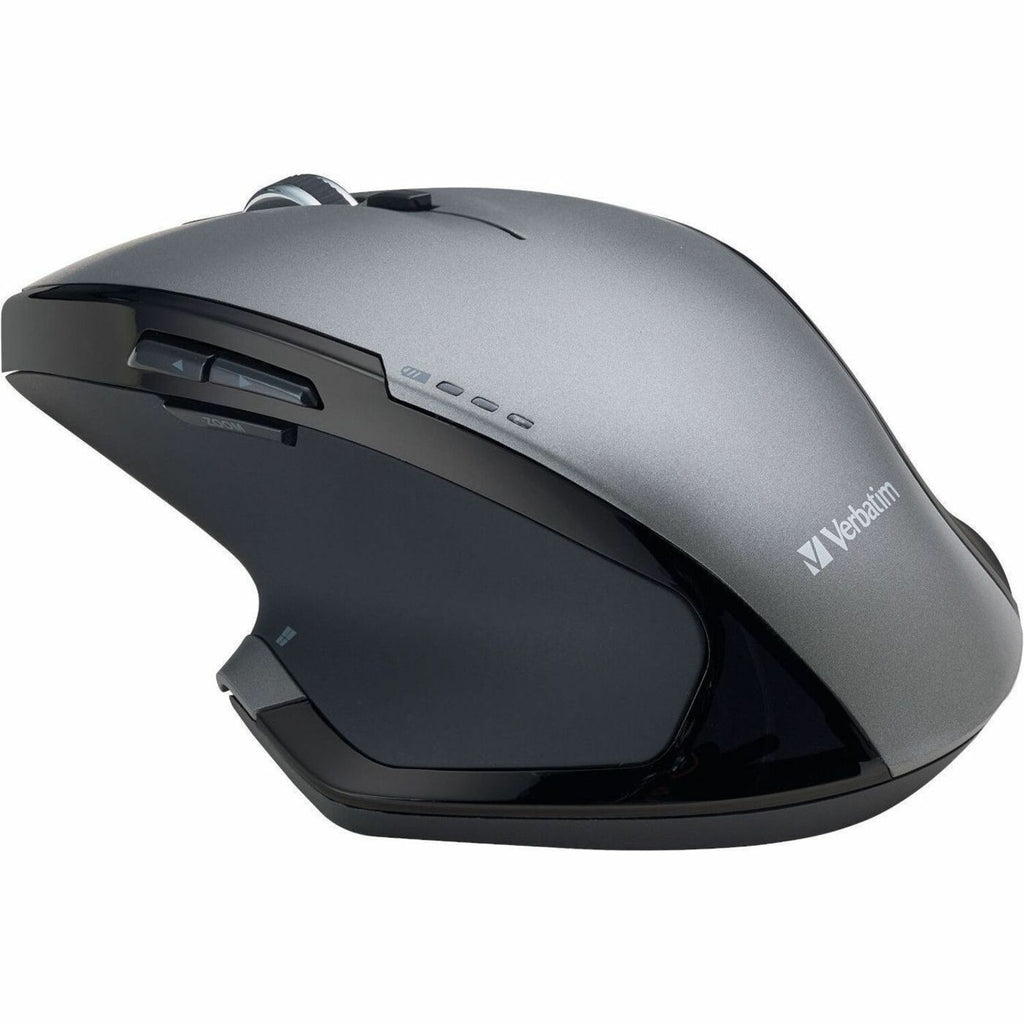Verbatim Wireless Desktop 8-Button Deluxe Mouse - Blue LED - Wireless - Radio Frequency - Graphite - 1 Pack - USB - 1600 dpi - Scroll Wheel - 8 Button(s)