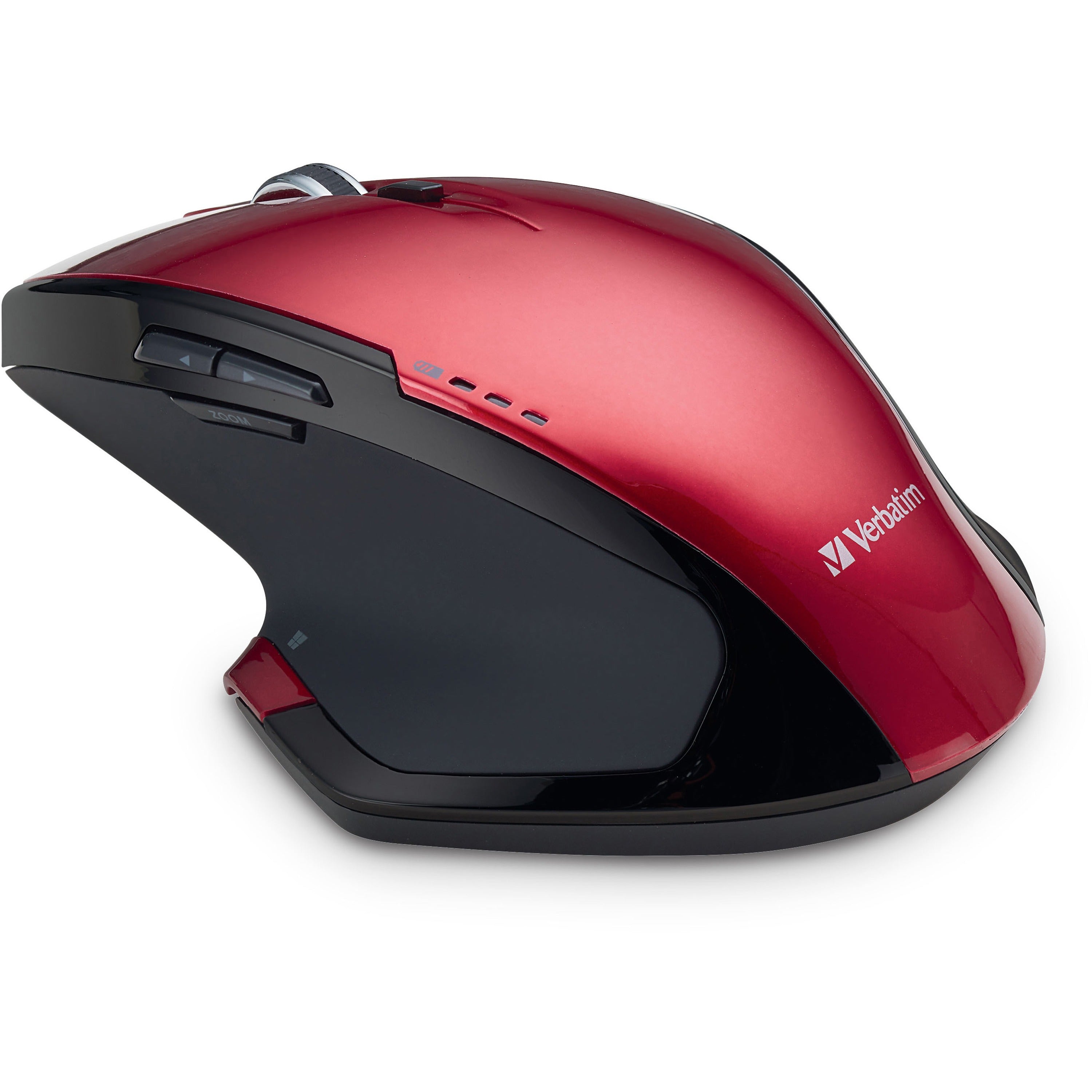 Verbatim Wireless Desktop 8-Button Deluxe Mouse - Blue LED/Optical - Wireless - Radio Frequency - Red - 1 Pack - USB 1.1 - 1600 dpi - Scroll Wheel - 8 Button(s) - 