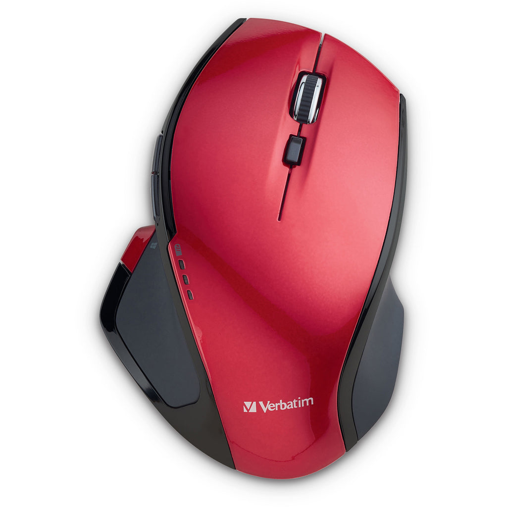 Verbatim Wireless Desktop 8-Button Deluxe Mouse - Blue LED/Optical - Wireless - Radio Frequency - Red - 1 Pack - USB 1.1 - 1600 dpi - Scroll Wheel - 8 Button(s) - 