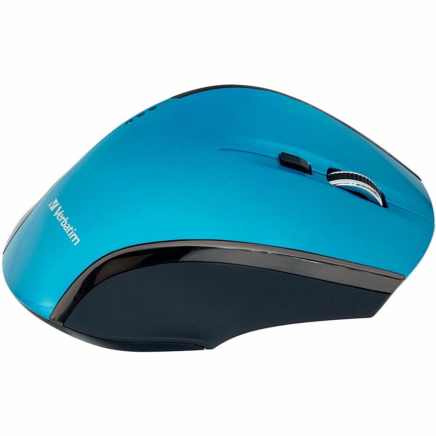 Verbatim Wireless Desktop 8-Button Deluxe Mouse - Blue LED/Optical - Wireless - Radio Frequency - Blue - 1 Pack - USB - 1600 dpi - Scroll Wheel - 8 Button(s)