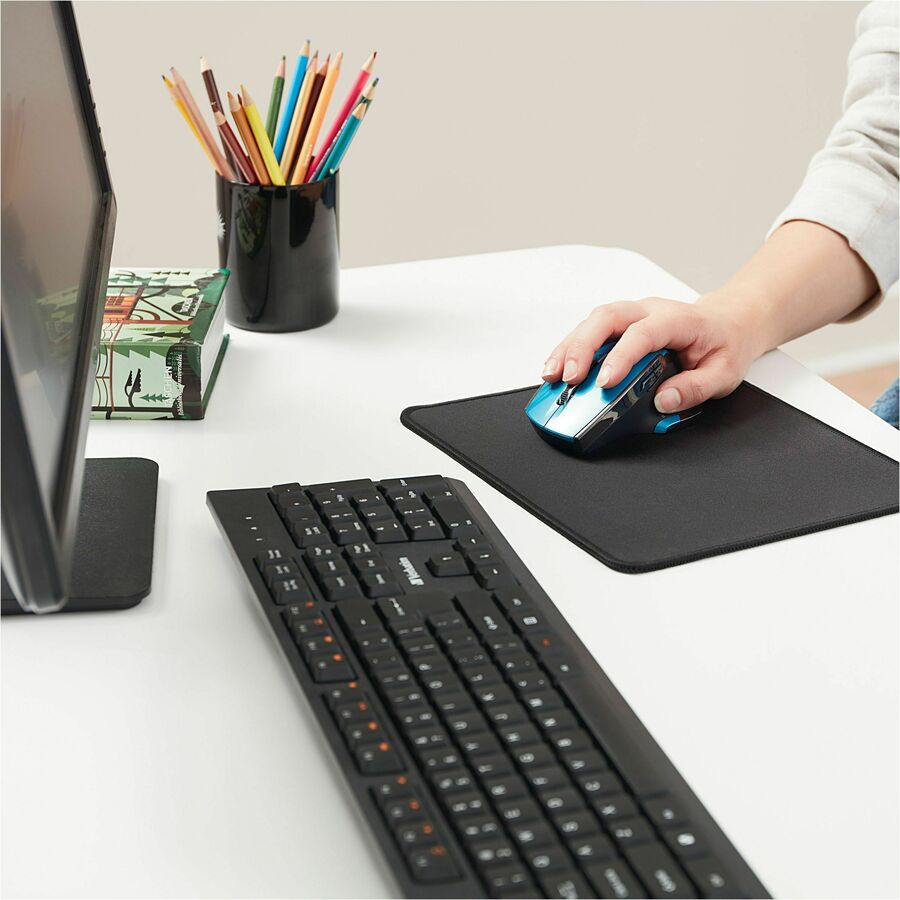Verbatim Wireless Desktop 8-Button Deluxe Mouse - Blue LED/Optical - Wireless - Radio Frequency - Blue - 1 Pack - USB - 1600 dpi - Scroll Wheel - 8 Button(s)