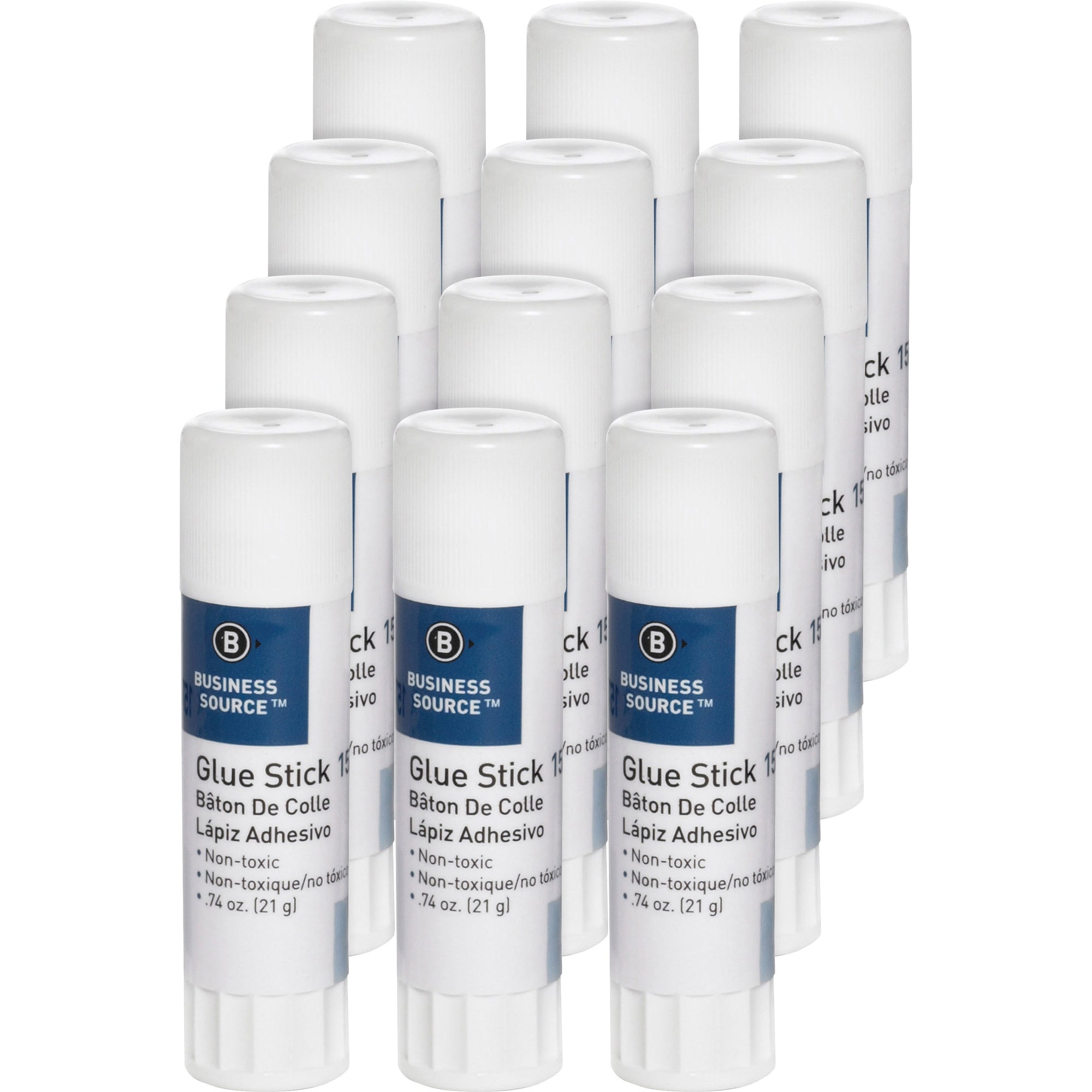 Business Source Glue Stick - 0.74 oz - 12 / Pack - White - 