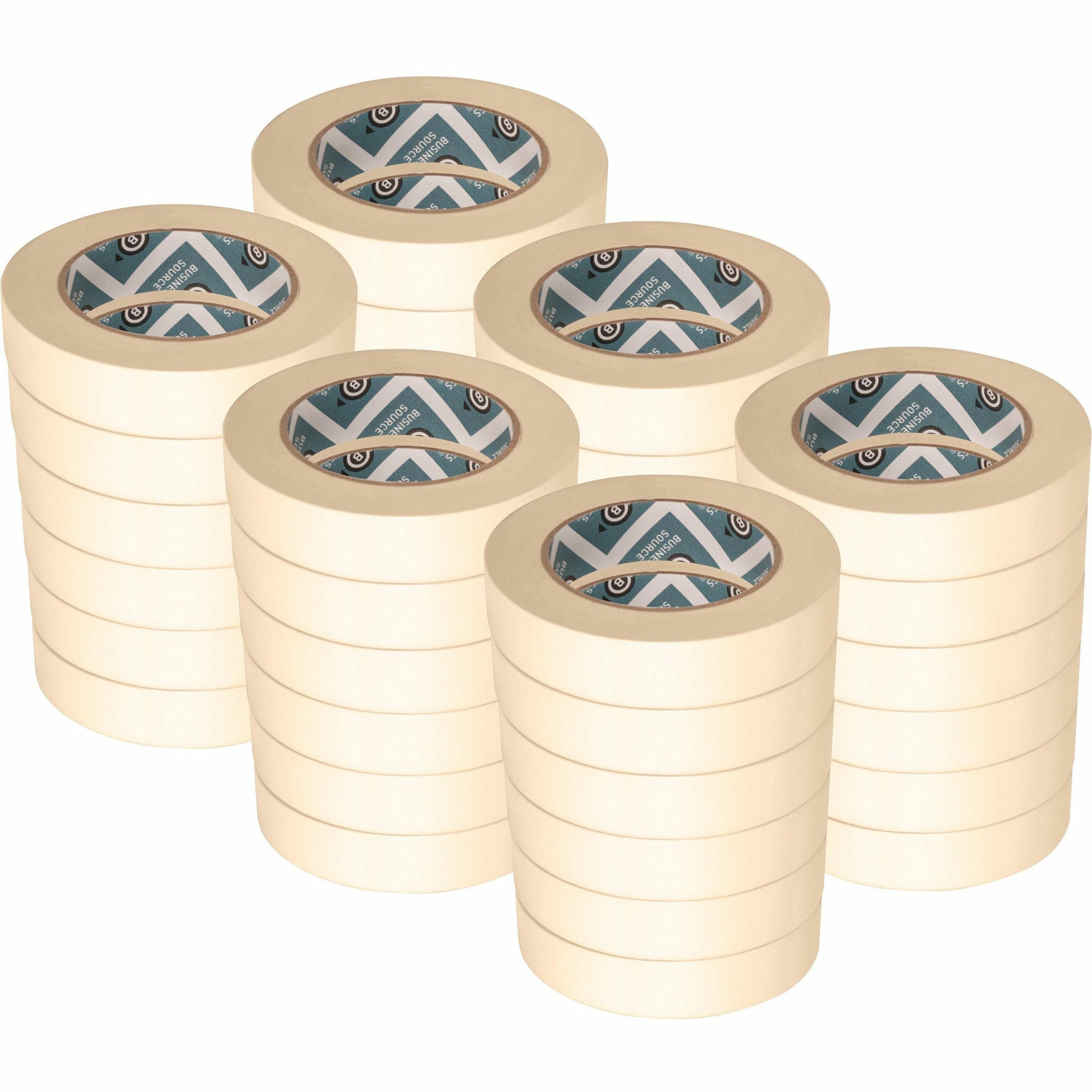 Business Source Utility-purpose Masking Tape - 60 yd Length x 1" Width - 3" Core - Crepe Paper Backing - Pressure Sensitive - For General Purpose, Holding, Bundling, Sealing, Masking - 36 / Carton - Tan - 1
