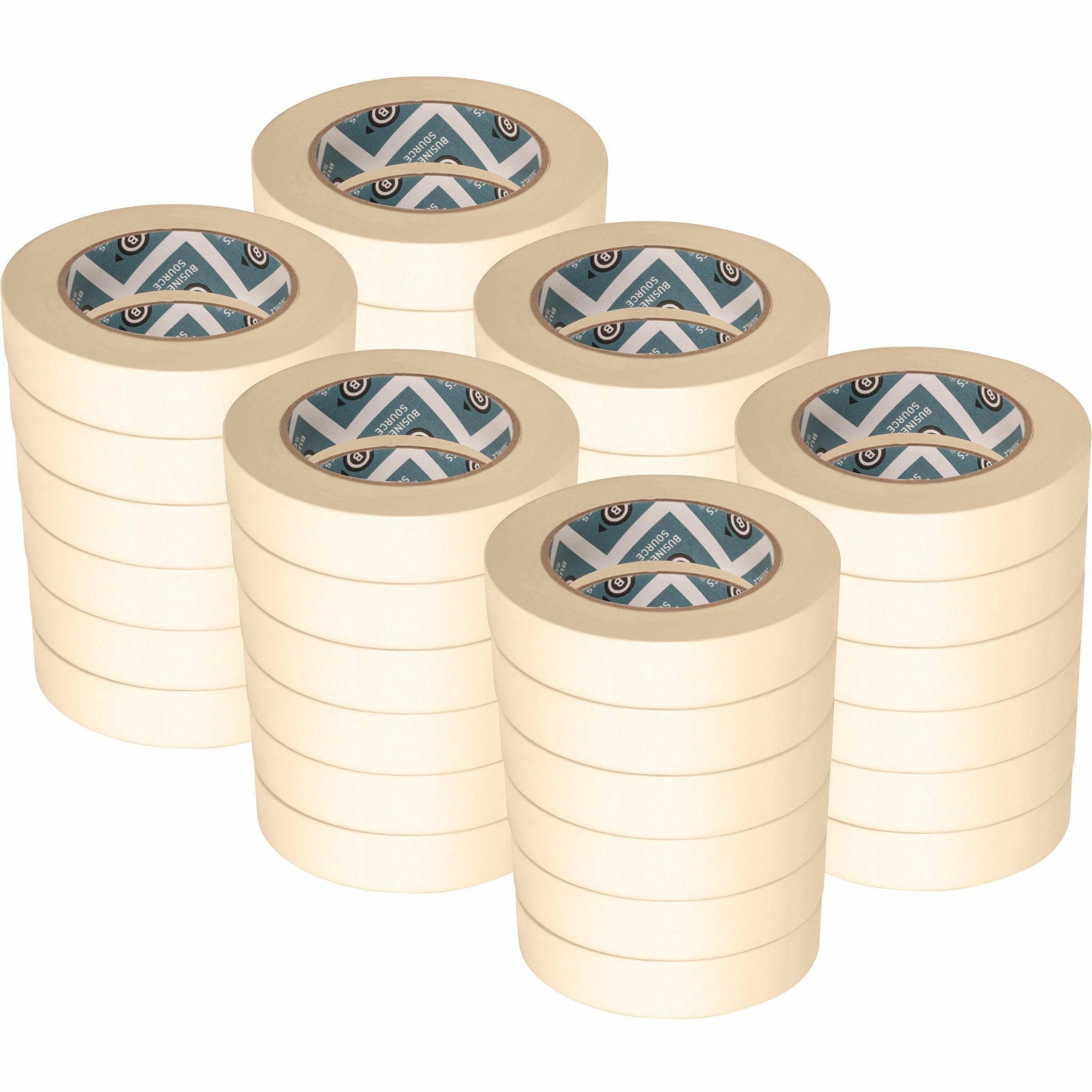 Business Source Utility-purpose Masking Tape - 60 yd Length x 1" Width - 3" Core - Crepe Paper Backing - Pressure Sensitive - For General Purpose, Holding, Bundling, Sealing, Masking - 36 / Carton - Tan