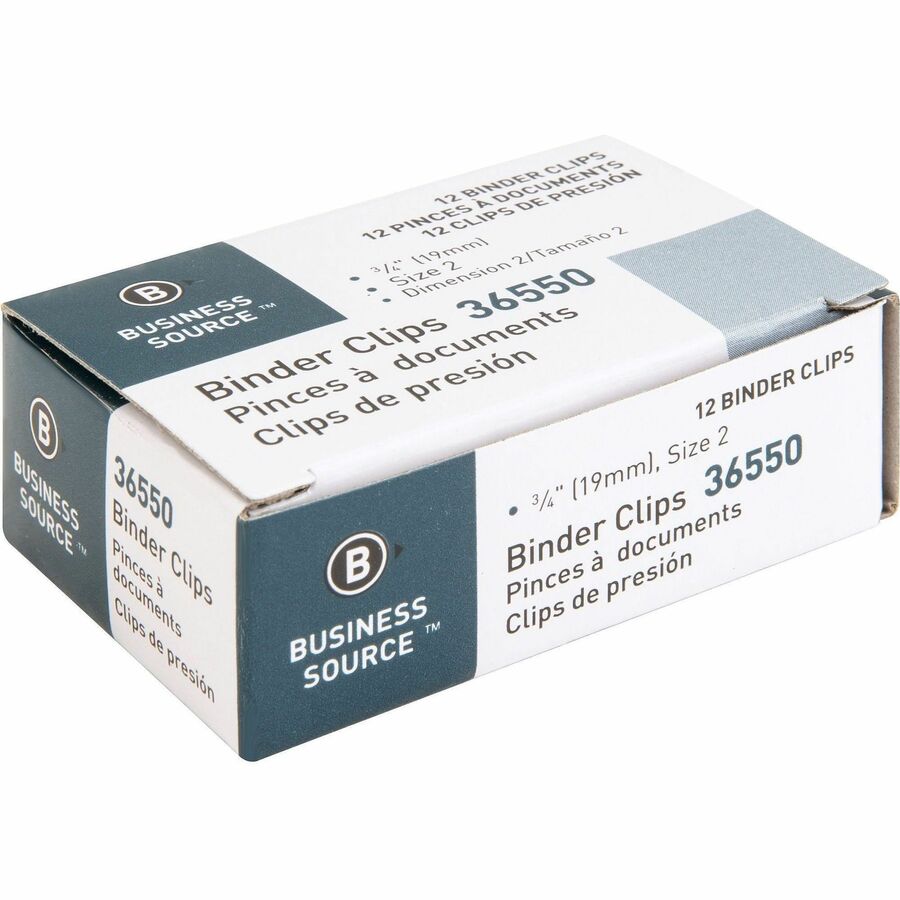 Business Source Fold-back Binder Clips - Small - 0.8" Width - 0.38" Size Capacity - for Paper - 144 / Box - Black