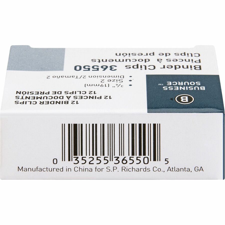 Business Source Fold-back Binder Clips - Small - 0.8" Width - 0.38" Size Capacity - for Paper - 144 / Box - Black