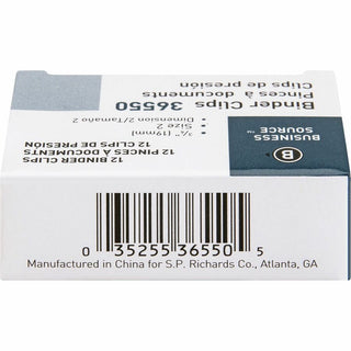 Business Source Fold-back Binder Clips - Small - 0.8" Width - 0.38" Size Capacity - for Paper - 144 / Box - Black