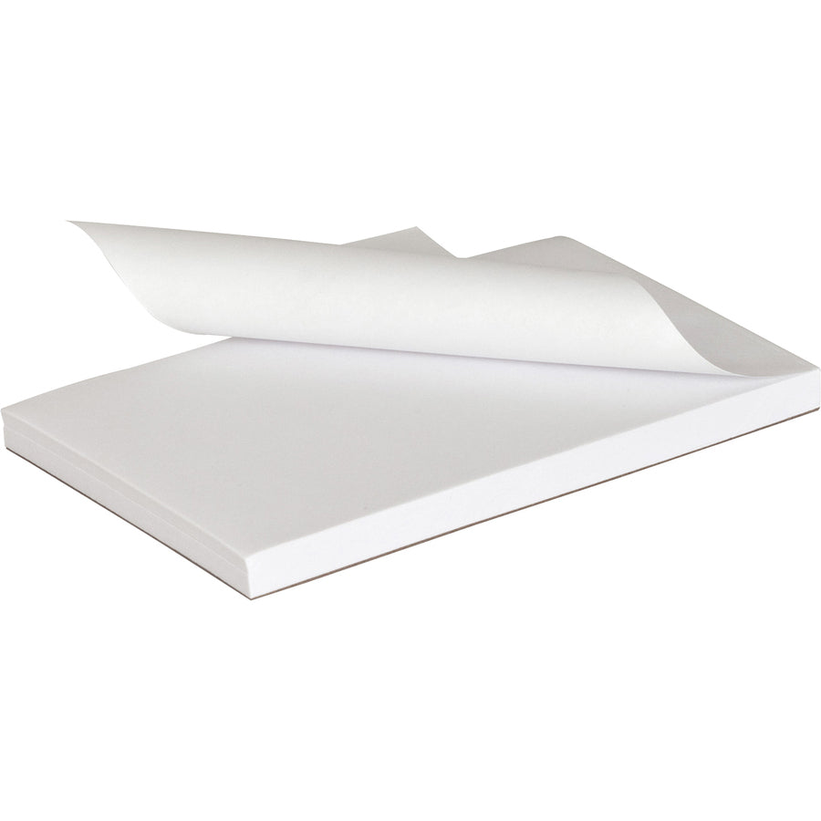 Business Source Plain Memo Pads - 100 Sheets - Plain - Glued - Unruled - 15 lb Basis Weight - 3" x 5" - White Paper - Chipboard Backing - 36 / Carton - 
