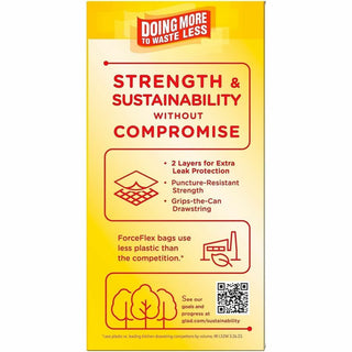 Glad ForceFlex Tall Kitchen Drawstring Trash Bags - Fresh Clean with Febreze Freshness - 13 gal Capacity - 24" Width x 27.38" Length - 1.05 mil (27 Micron) Thickness - Drawstring Closure - White - 6/Carton - 40 Per Box - Kitchen