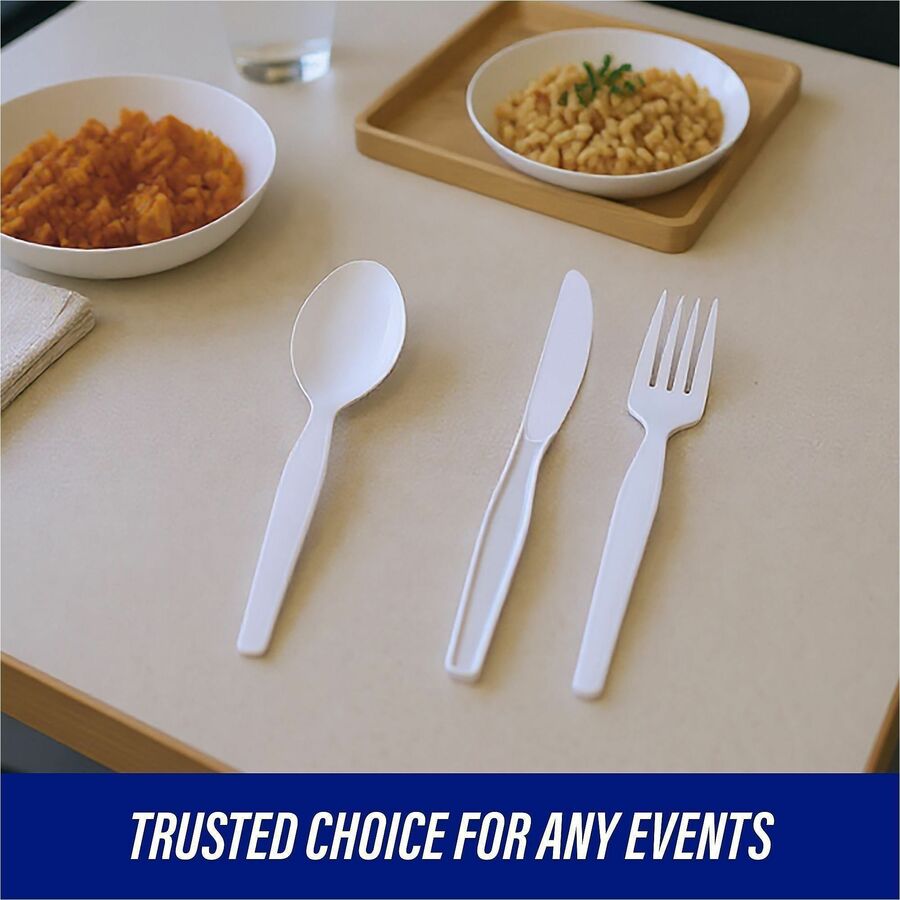 Genuine Joe Heavyweight Disposable Knives - 100 / Box - 40/Carton - Disposable - White