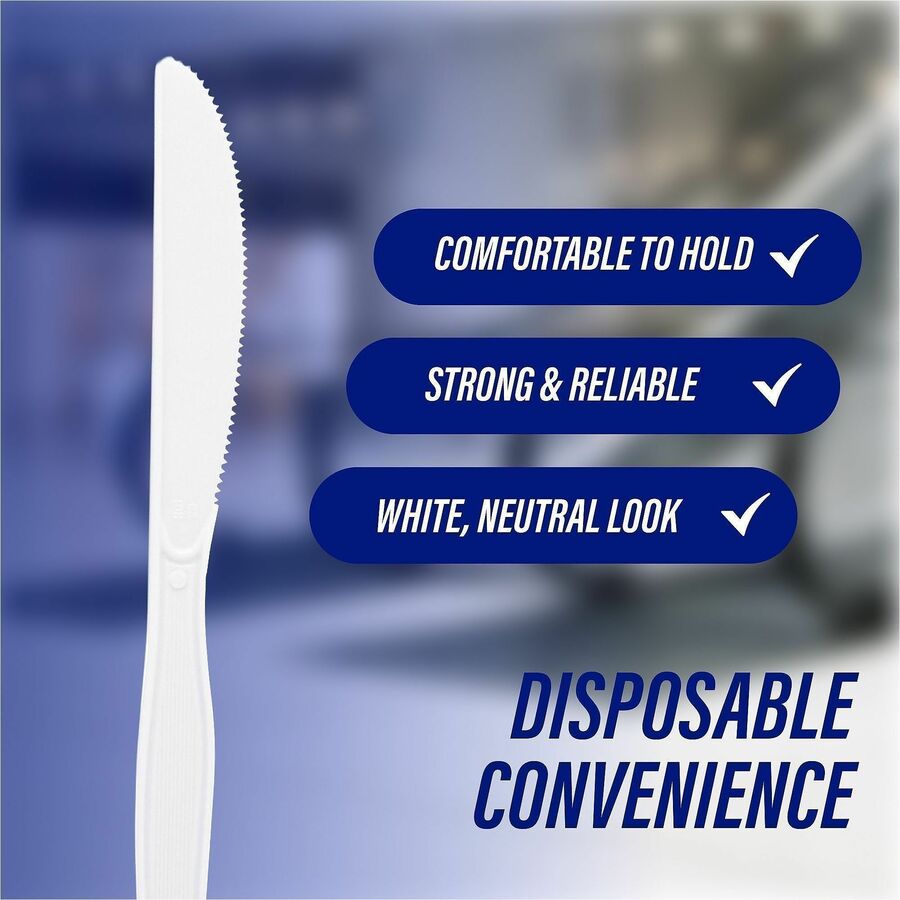 Genuine Joe Heavyweight Disposable Knives - 100 / Box - 40/Carton - Disposable - White
